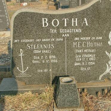 BOTHA Stefanus 1896-1966 &amp; M.E.C. ERASMUS 1903-1994
