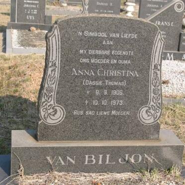 BILJON Anna Christina, van 1906-1973