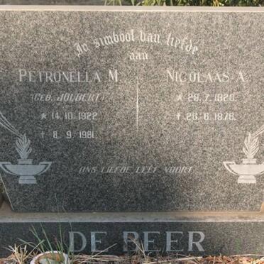 BEER Nicolaas A., de 1928-1978 &amp; Petronella M. JOUBERT 1922-1981