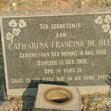 BEER Catharina Francina, de nee VAN DER MERWE 1880-1956