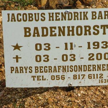 BADENHORST Jacobus Hendrik Barend 1939-2008