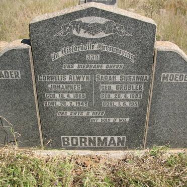BORNMAN Cornelis Alwyn Johannes 1865-1943 &amp; Sarah Susanna GROBLER 1883-1951