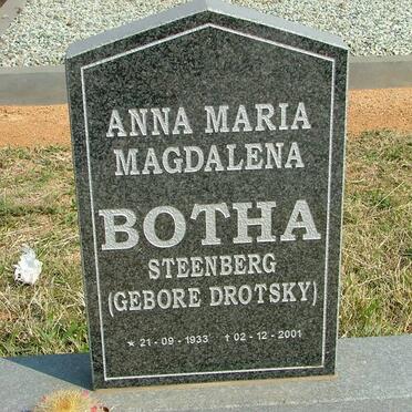 BOTHA Anna Maria Magdalena formerly STEENBERG nee DROTSKY 1933-2001
