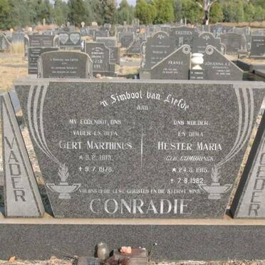CONRADIE Gert Marthinus 1913-1976 &amp; Hester Maria COMBRINCK 1915-1982
