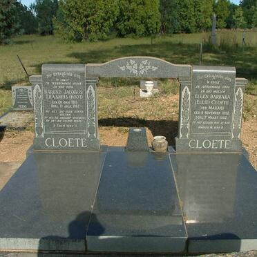 CLOETE Barend Jacobus Erasmus 1887-1967 &amp; Ellen Barbara MARAIS 1892-1952