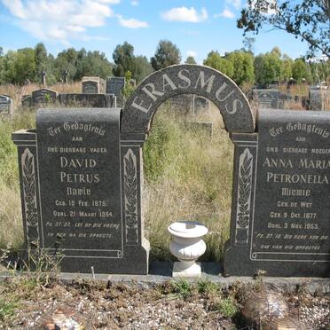 ERASMUS David Petrus 1875-1954 &amp; Anna Maria Petronella DE WET 1877-1953