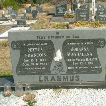 ERASMUS Petrus Francois 1921-2002 &amp; Johanna Magdalena DE VILLIERS 1920-1996