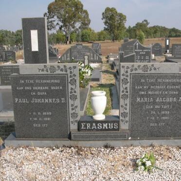 ERASMUS Petrus Johannes D. 1889-1981 &amp; Maria Jacoba DU TOIT 1895-1981