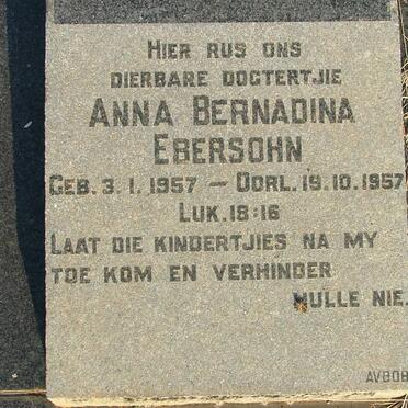EBERSOHN Anna Bernadina 1957-1957