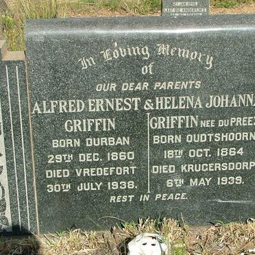 GRIFFIN Alfred Ernest 1860-1938 &amp; Helena Johanna DU PREEZ 1864-1939