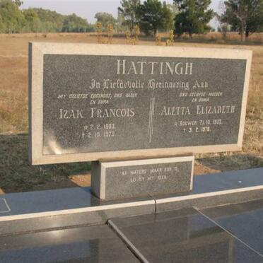 HATTINGH Izak Francois 1903-1970 &amp; Aletta Elizabeth BOUWER 1903-1978