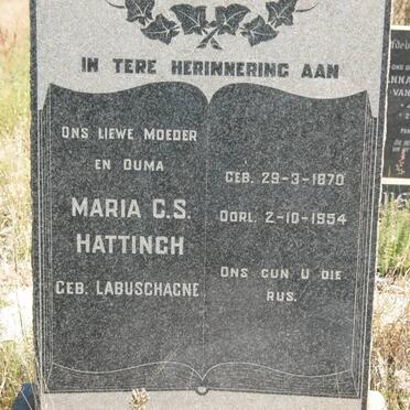 HATTINGH Maria M.S. nee LABUSCHAGNE 1870-1954