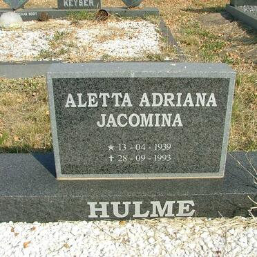 HULME Aletta Adriana Jacomina 1939-1993