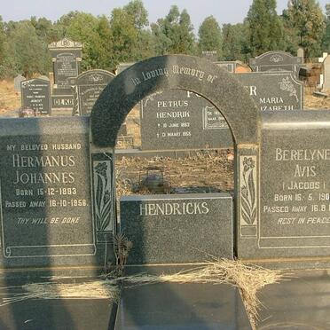 HENDRICKS Hermanus Johannes 1893-1968 &amp; Berelyne Avis JACOBS 1906-1987