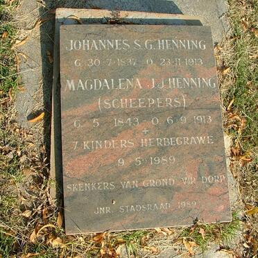 HENNING Johannes S.G. 1837-1913 &amp; Magdalena J.J. SCHEEPERS 1843-1913