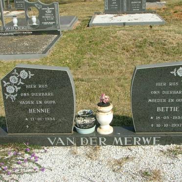 MERWE Hennie, van der 1934- &amp; Bettie 1934-1997
