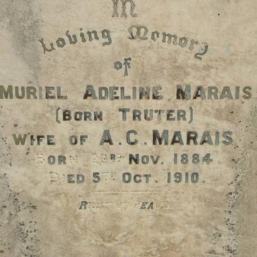 MARAIS Muriel Adeline nee TRUTER 1884-1910