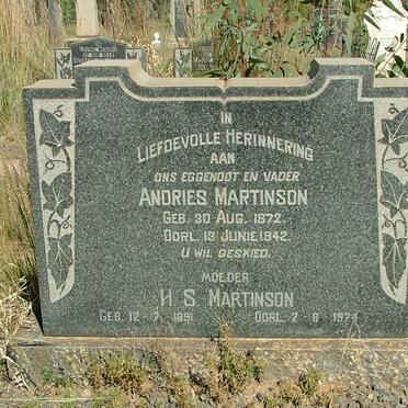 MARTINSON Andries 1972-1942 &amp; H.S. 1891-1974