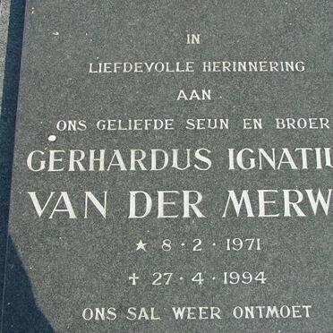MERWE Gerhardus Ignatius, van der 1971-1994
