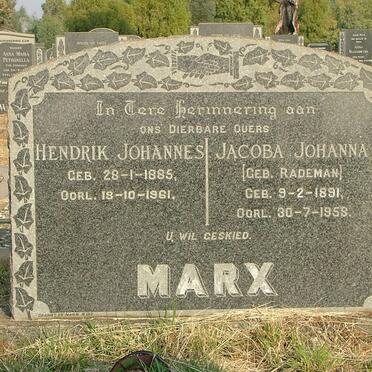 MARX Hendrik Johannes 1885-1961 &amp; Jacoba Johanna RADEMAN 1891-1958