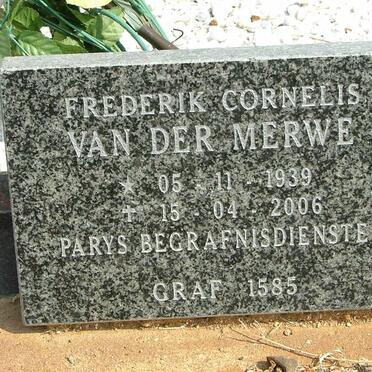 MERWE Frederik Cornelis, van der 1939-2006 