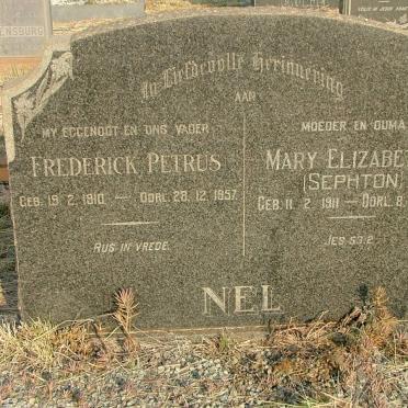 NEL Frederick Petrus 1910-1957 &amp; Mary Elizabeth SEPHTON 1911-1998