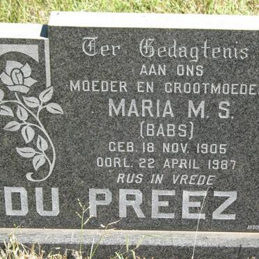 PREEZ Maria M.S., du 1905-1987