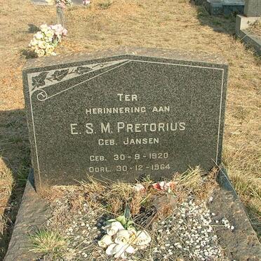 PRETORIUS E.S.M. nee JANSEN 1920-1964