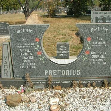 PRETORIUS Wessel Andries Johannes 1954-1992 &amp; Christina Susanna MANS 1956-