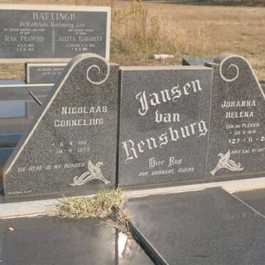 RENSBURG Nicolaas Cornelius, Jansen van 1911-1972 &amp; Johanna Helena DU PLESSIS 1919-2002