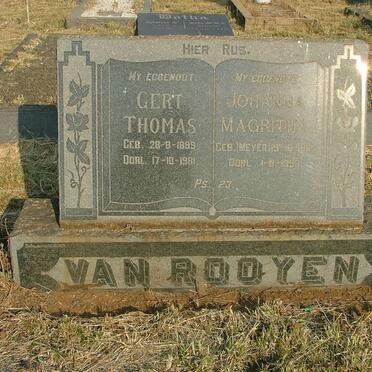 ROOYEN Gert Thomas, van 1899-1981 &amp; Johanna Magritha MEYER 18??-195?