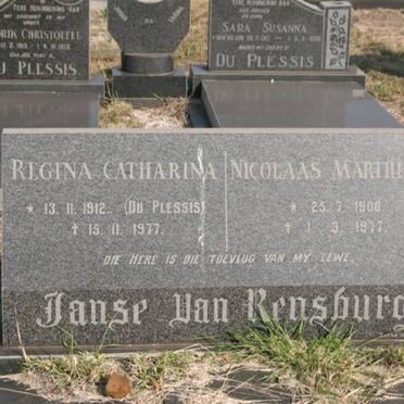 RENSBURG Nicolaas Marthinus, Janse van 1900-1977 &amp; Regina Catharina DU PLESSIS 1912-1977