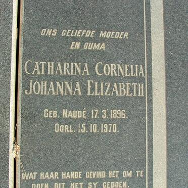 RADEMAN Catharina Cornelia Johanna Elizabeth nee NAUDE 1896-1970