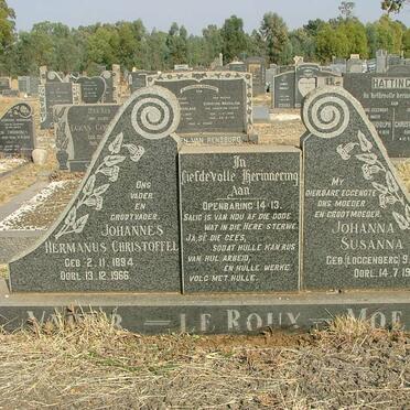 ROUX Johannes Hermanus Christoffel, le 1894-1966 &amp; Johanna Susanna LOGGENBERG 1899-1965