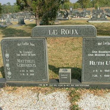 ROUX Mattheus Gerhardus, le 1925-1989 &amp; Ruth UYS 1941-1999