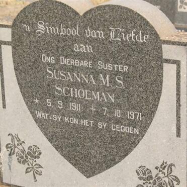 SCHOEMAN Susanna M.S. 1911-1971