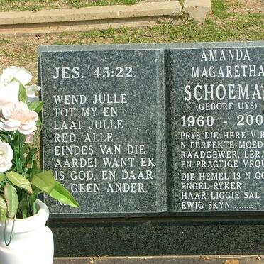 SCHOEMAN Amanda Magaretha nee UYS 1960-2002