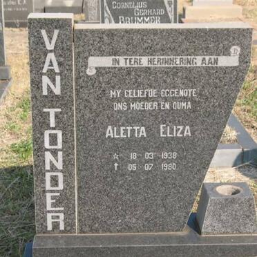 TONDER Aletta Eliza, van 1938-1980