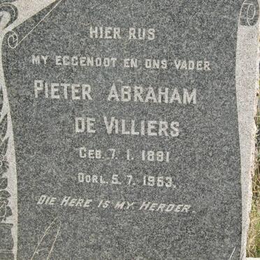 VILLIERS Pieter Abraham, de 1891-1953