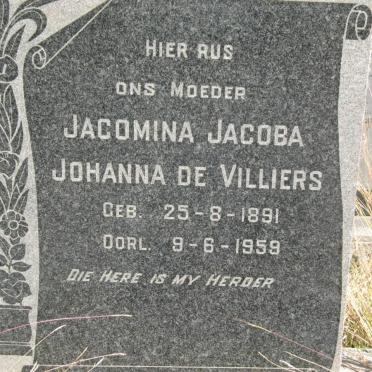 VILLIERS Jacomina Jacoba Johanna, de 1891-1959