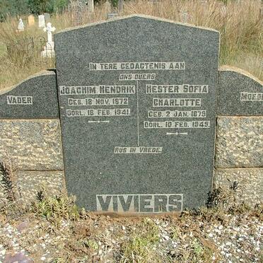 VIVIERS Joachim Hendrik 1872-1941 &amp; Hester Sofia Charlotte 1879-1949