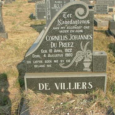 VILLIERS Cornelis Johannes Du Preez, de 1922-1980