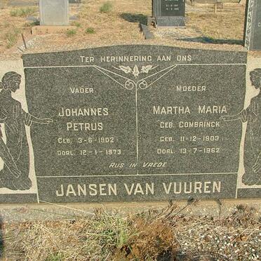 VUUREN Johannes Petrus, Jansen van 1902-1973 &amp; Martha Maria COMBRINCK 1903-1962
