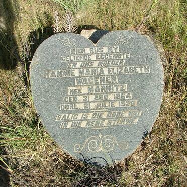WAGENER Hannie Maria Elizabeth nee MARNITZ 1864-1928