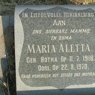 ? Maria Aletta nee BOTHA 1918-1970