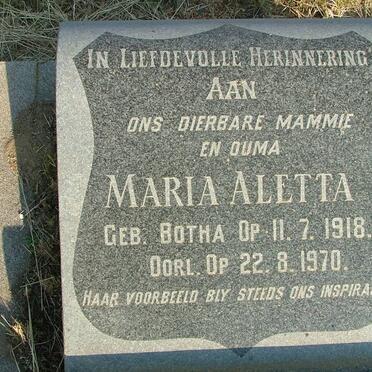 ? Maria Aletta nee BOTHA 1918-1970