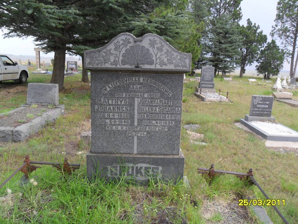 BEUKES Matthys Johannes 1858-1940 & Johanna Marthina Helena Susanna ROBBERTSE 1859-1934