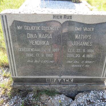 BRAACK Mathys Johannes 1886-1971 & Dina Maria Hendrika ODENDAAL 1897-1962