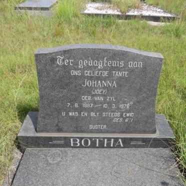 BOTHA Johanna nee VAN ZYL 1887-1976