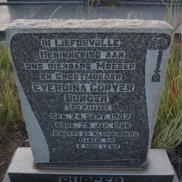 BURGER Everdina Corver nee RAMAGE 1902-1988